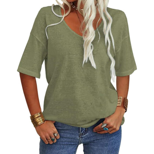 ✨Women's Solid Color V-Neck T-shirt [On Sale & Quick Ship!]