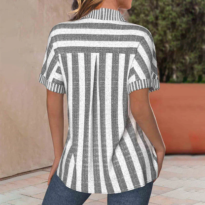 Women'S Cotton And Linen Classic Striped Shirt