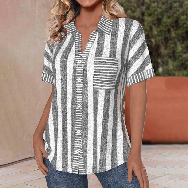 Women'S Cotton And Linen Classic Striped Shirt