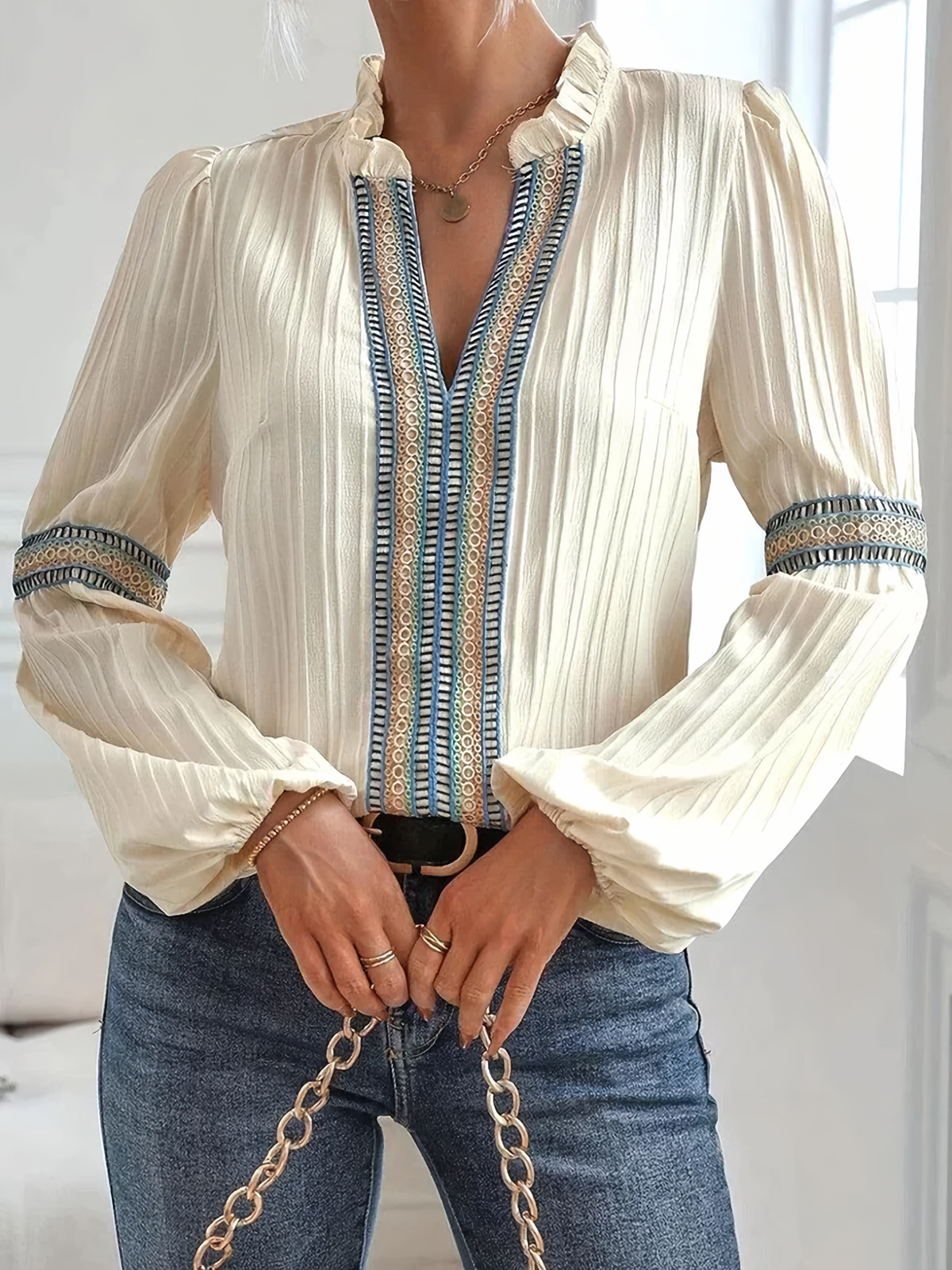 Stunning V-Neck Blouse