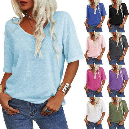 ✨Women's Solid Color V-Neck T-shirt [On Sale & Quick Ship!]
