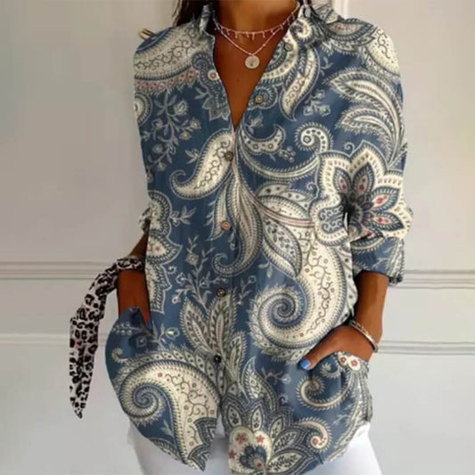 Women's floral long-sleeved shirt