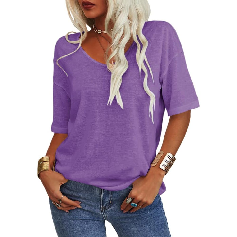 ✨Women's Solid Color V-Neck T-shirt [On Sale & Quick Ship!]