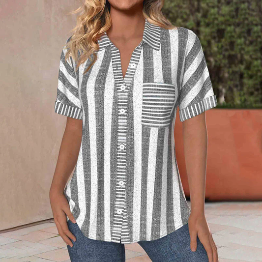 Women'S Cotton And Linen Classic Striped Shirt